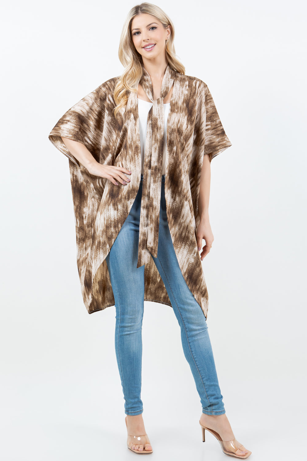 KP-5503 Tie-dyed Kimono w/ Scarf