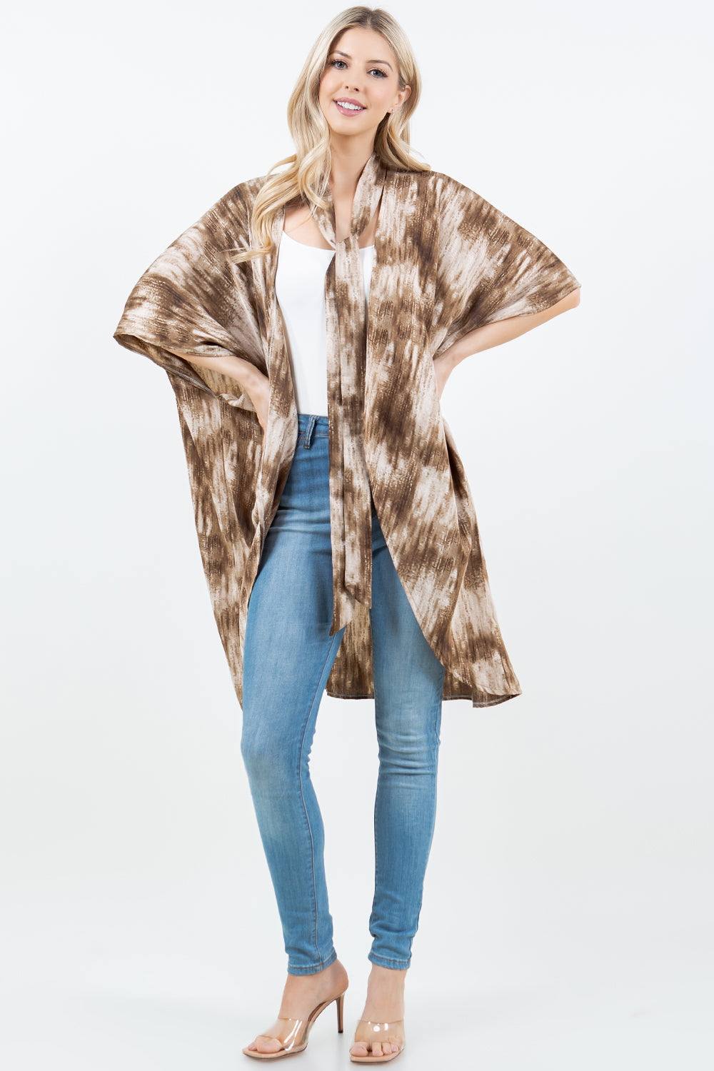 KP-5503 Tie-dyed Kimono w/ Scarf