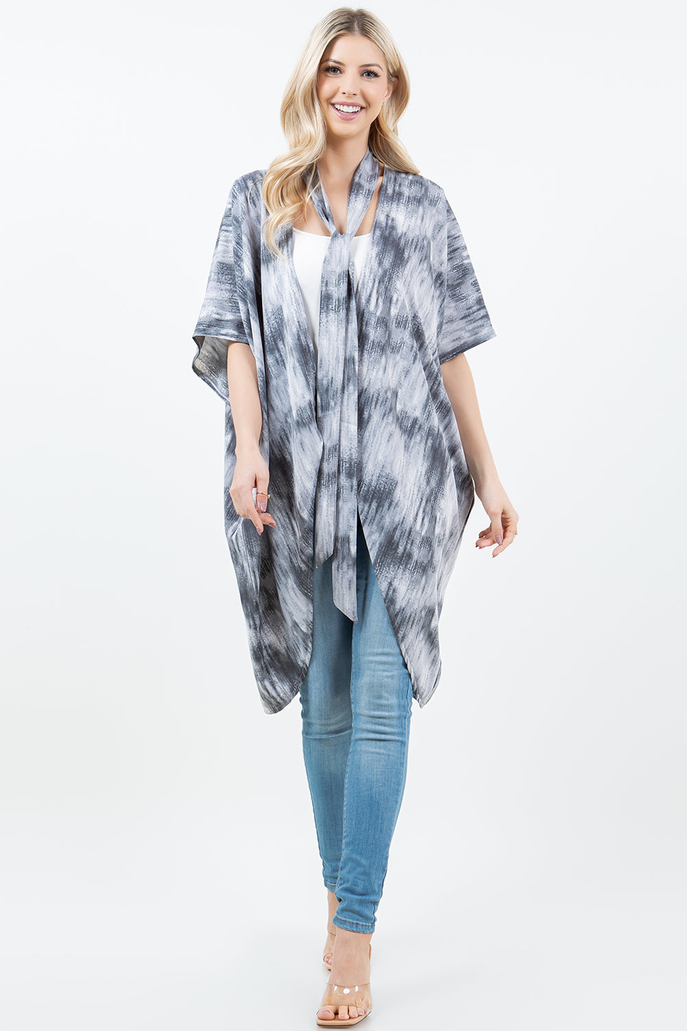 KP-5503 Tie-dyed Kimono w/ Scarf