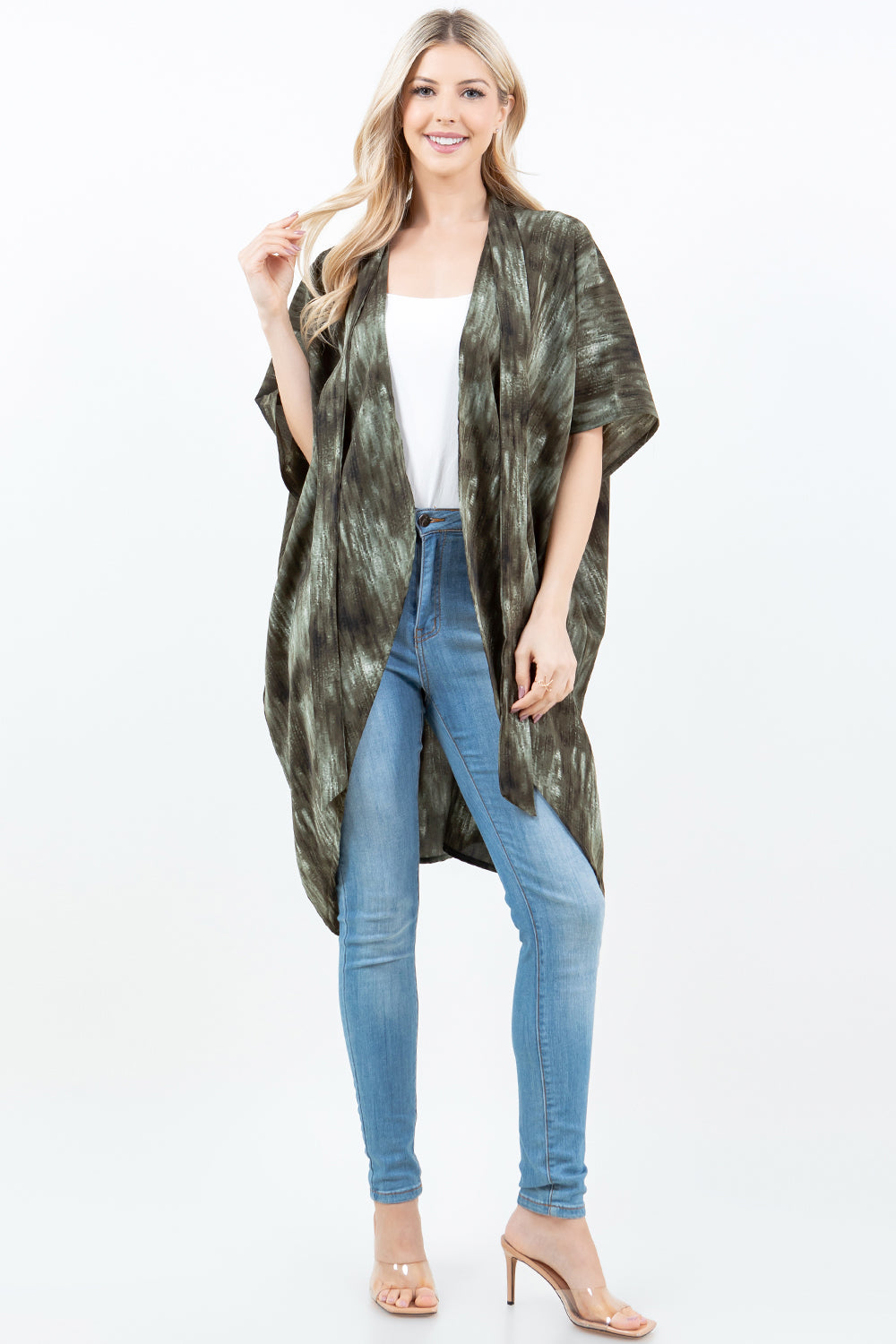 KP-5503 Tie-dyed Kimono w/ Scarf
