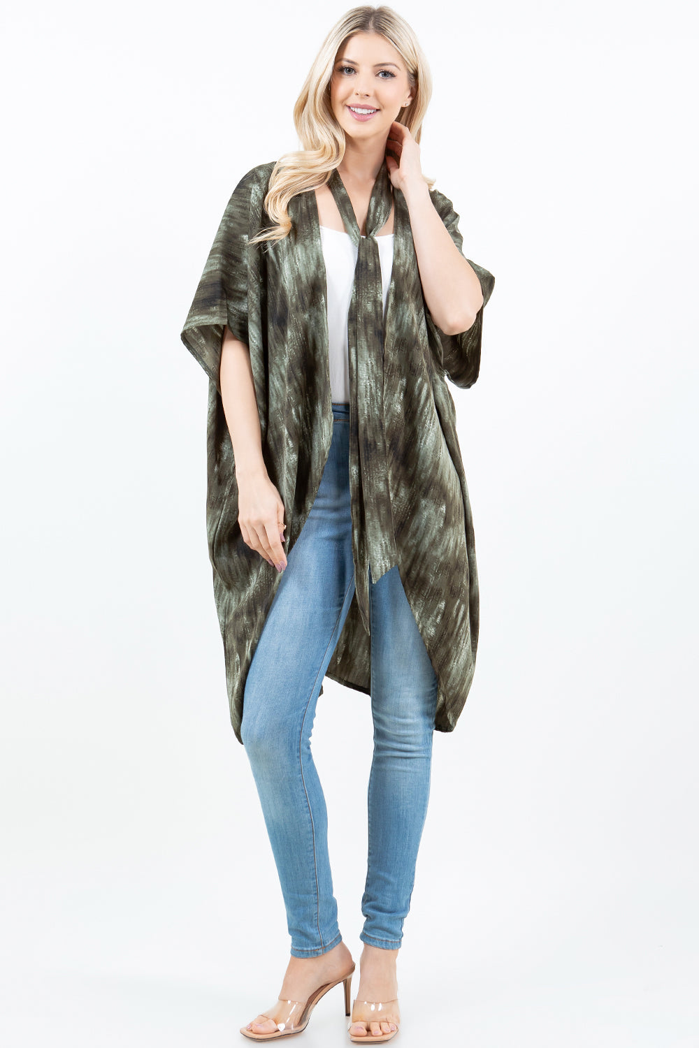 KP-5503 Tie-dyed Kimono w/ Scarf