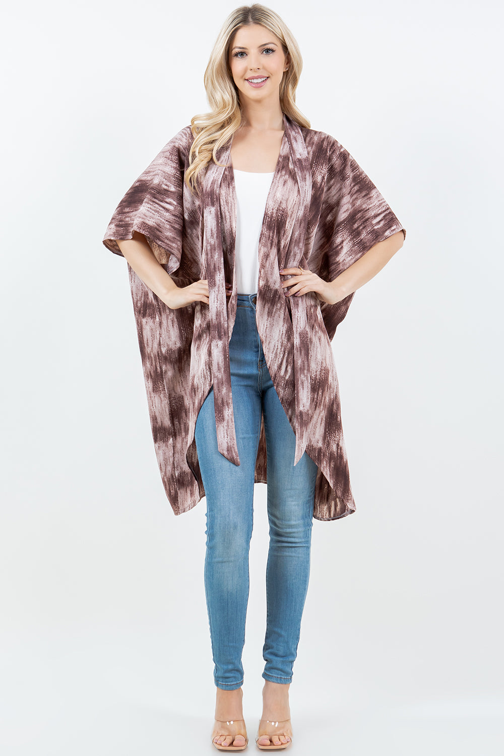 KP-5503 Tie-dyed Kimono w/ Scarf