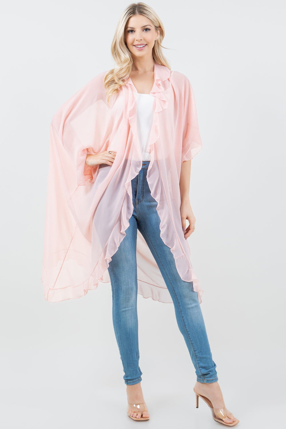 KP-5509 Ruffle Kimono w/ Scarf