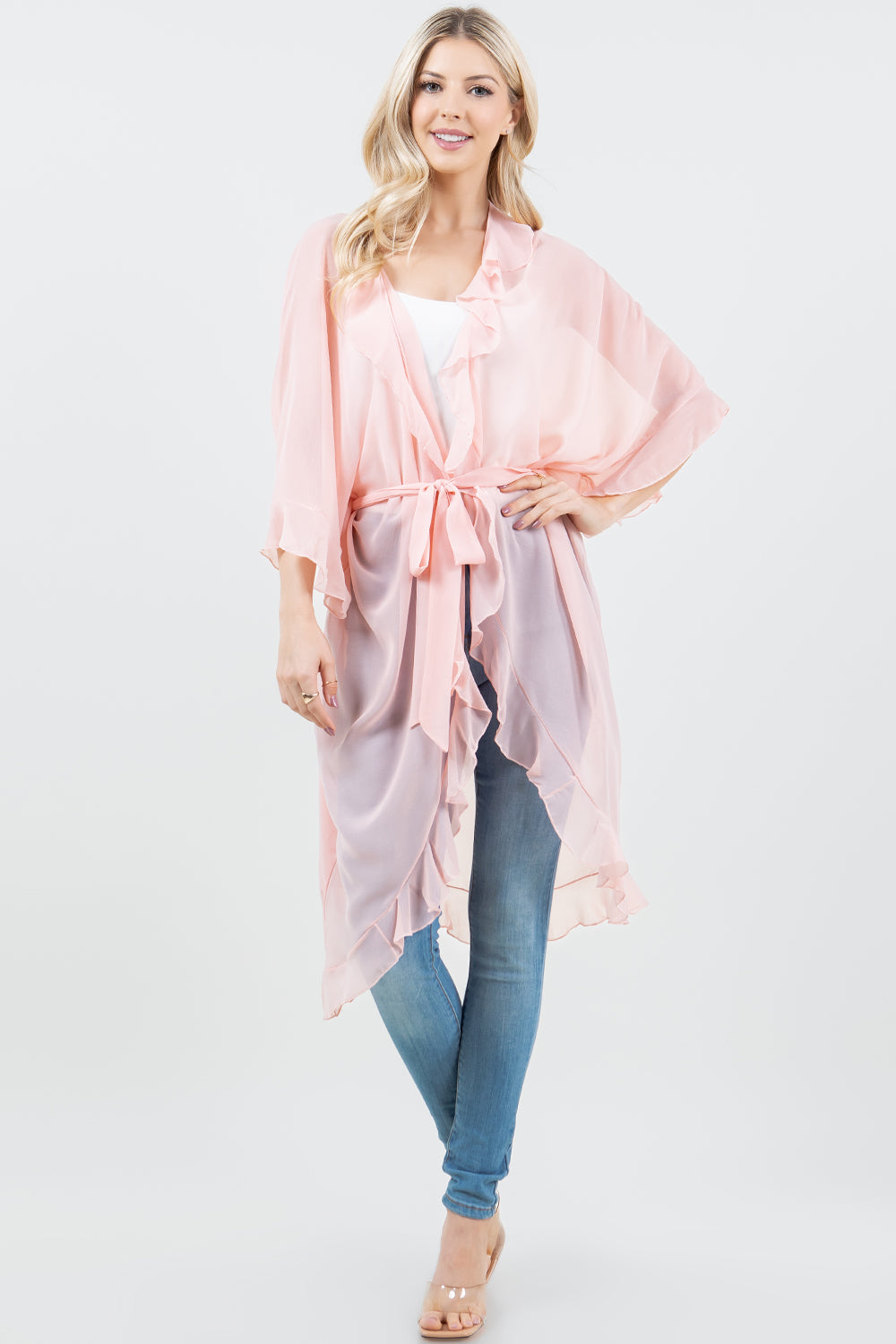KP-5509 Ruffle Kimono w/ Scarf