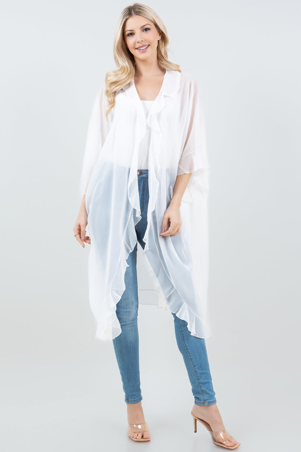 KP-5509 Ruffle Kimono w/ Scarf