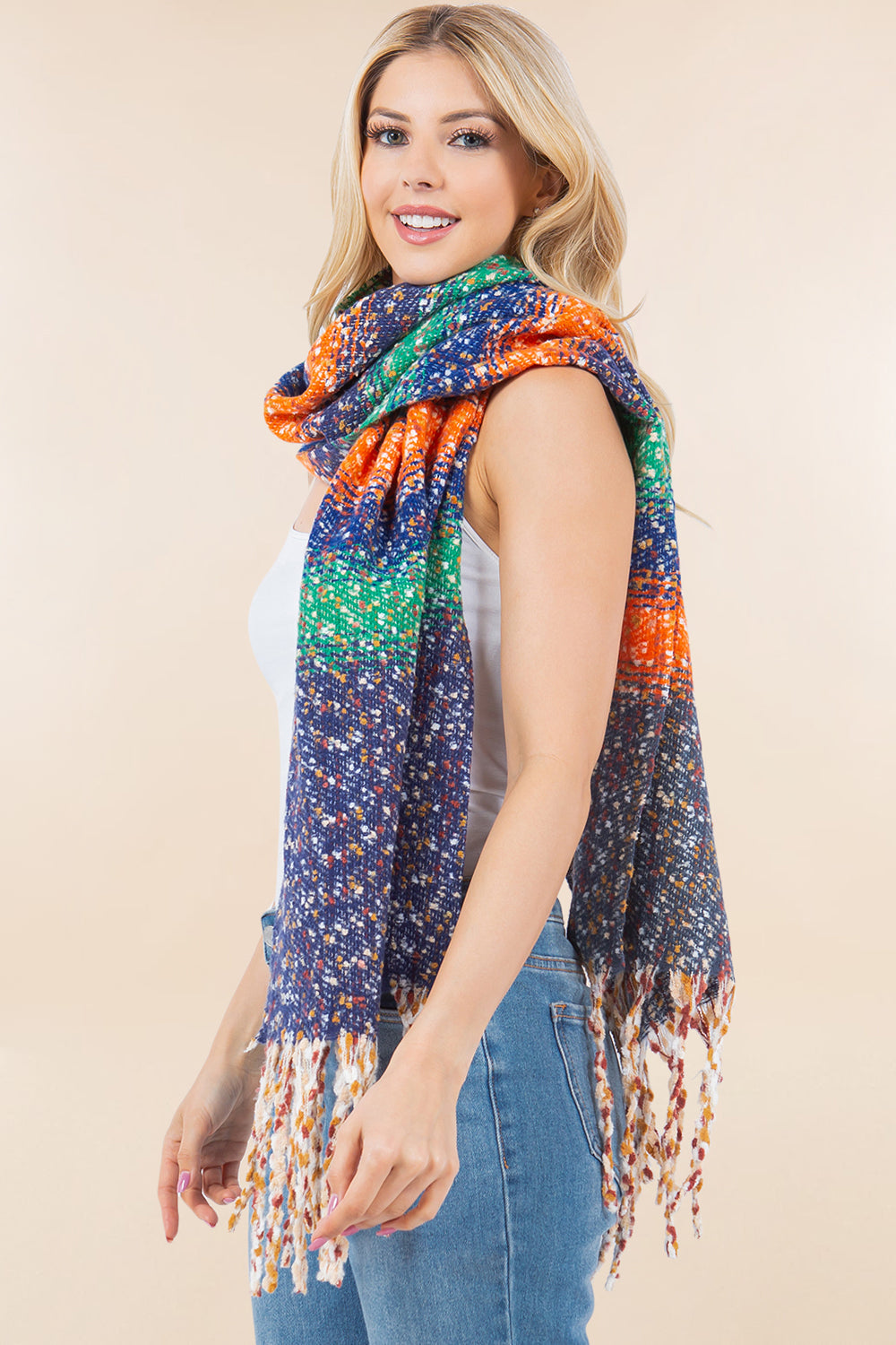 OA-4278 multi color boucle scarf shawl