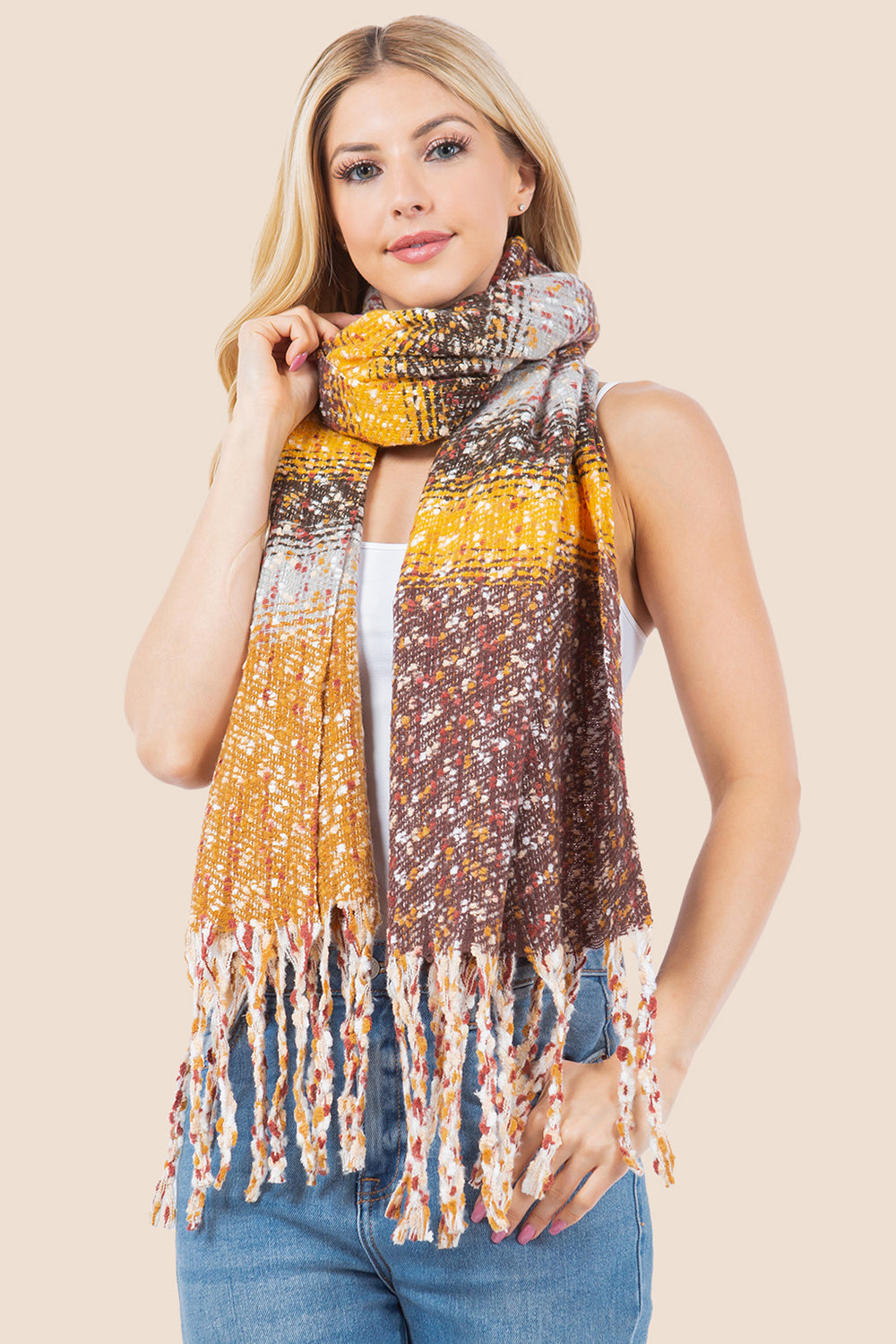 OA-4278 multi color boucle scarf shawl