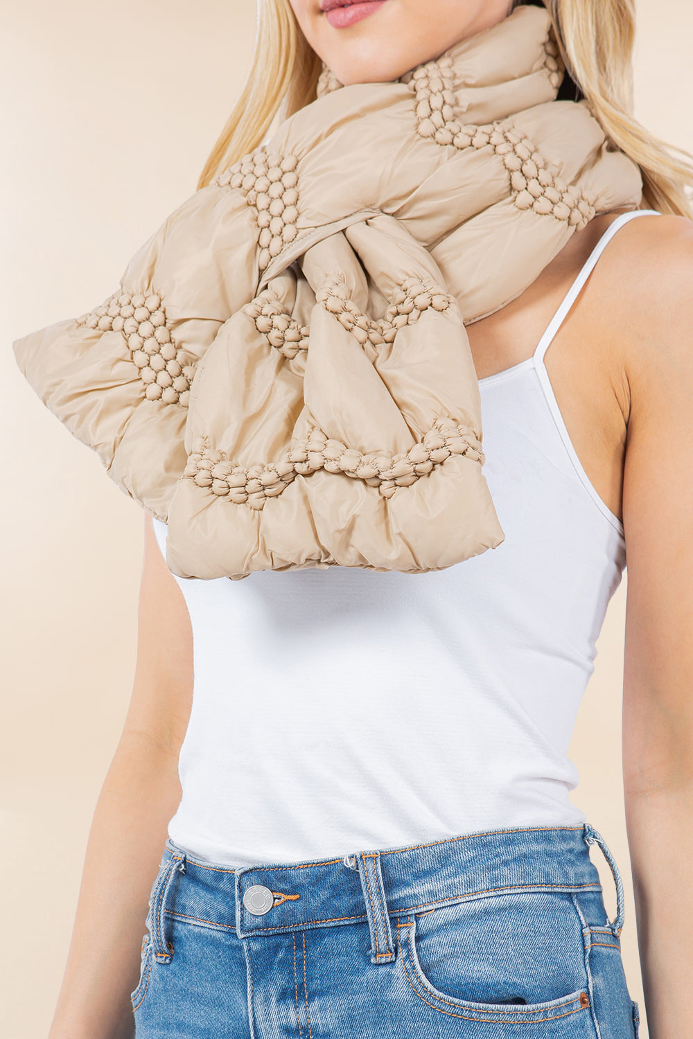 OP-4273 solid color puffer scarf