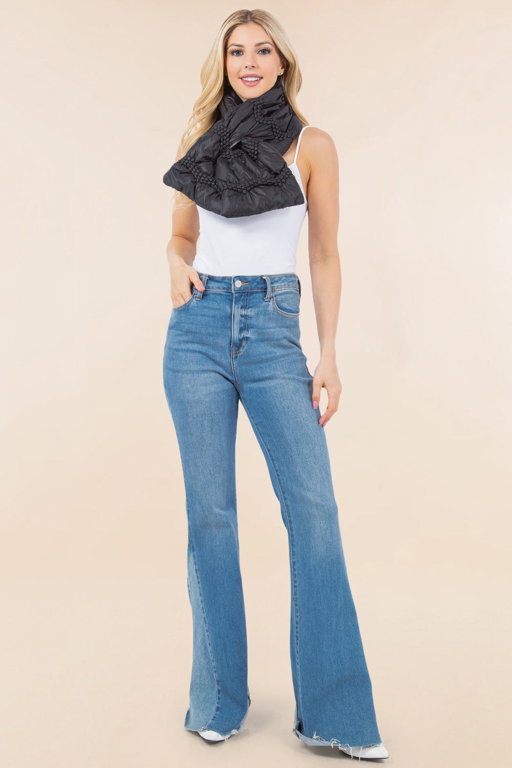 OP-4273 solid color puffer scarf