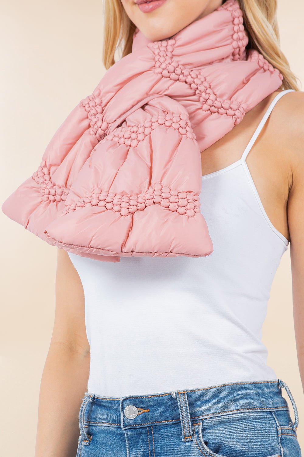 OP-4273 solid color puffer scarf