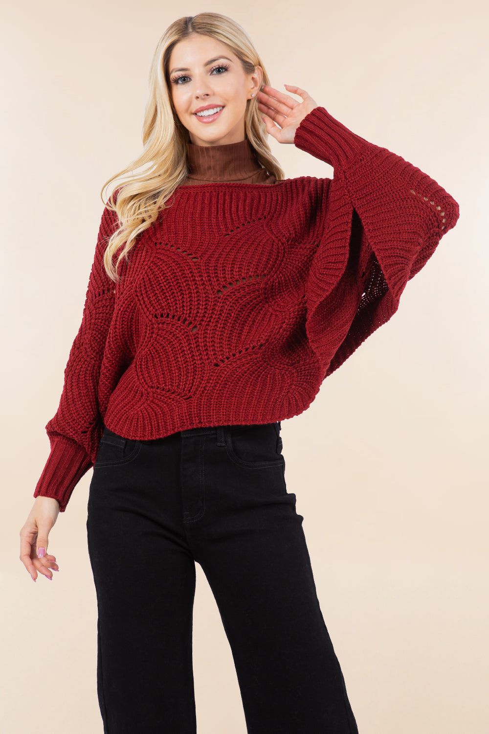PA-4271 solid color poncho top
