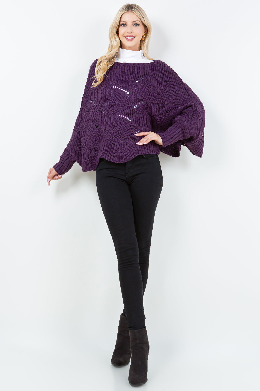 PA-4271 solid color poncho top