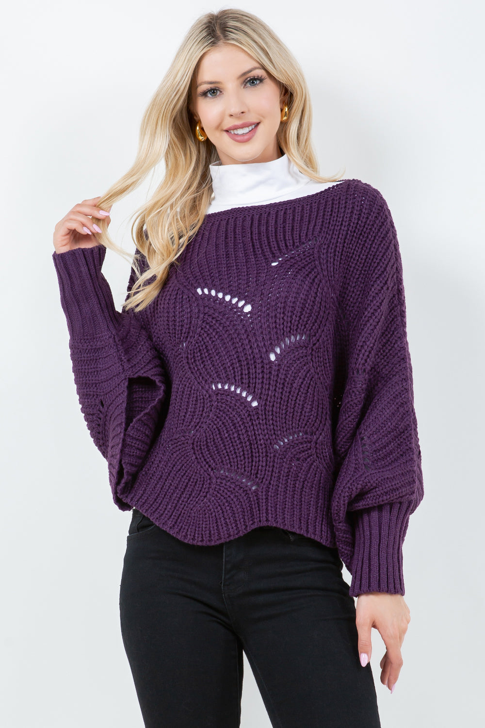 PA-4271 solid color poncho top