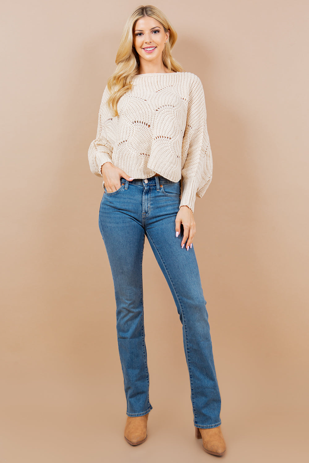 PA-4271 solid color poncho top