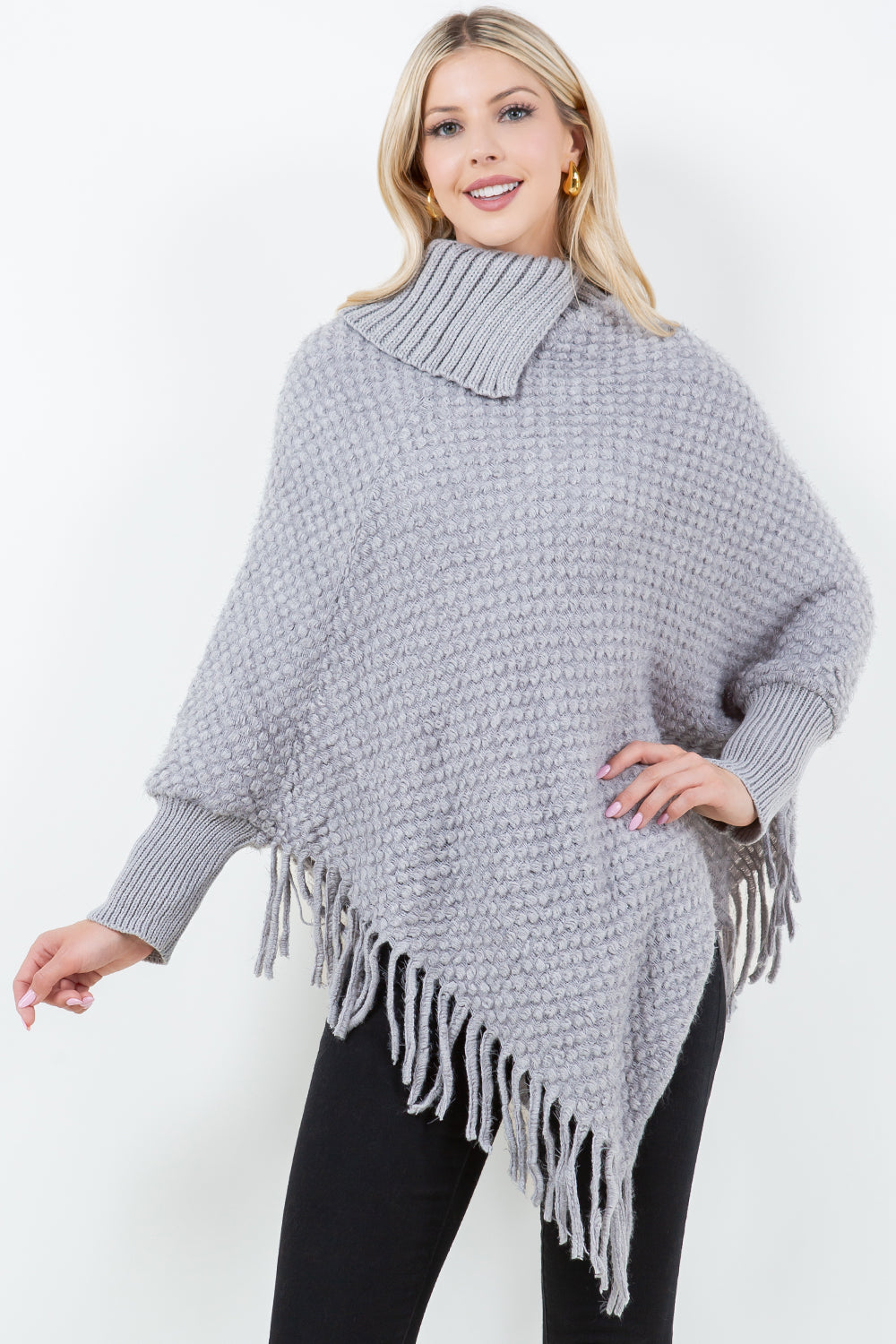 PA-4315 Cowl Neck Poncho with Sleeves