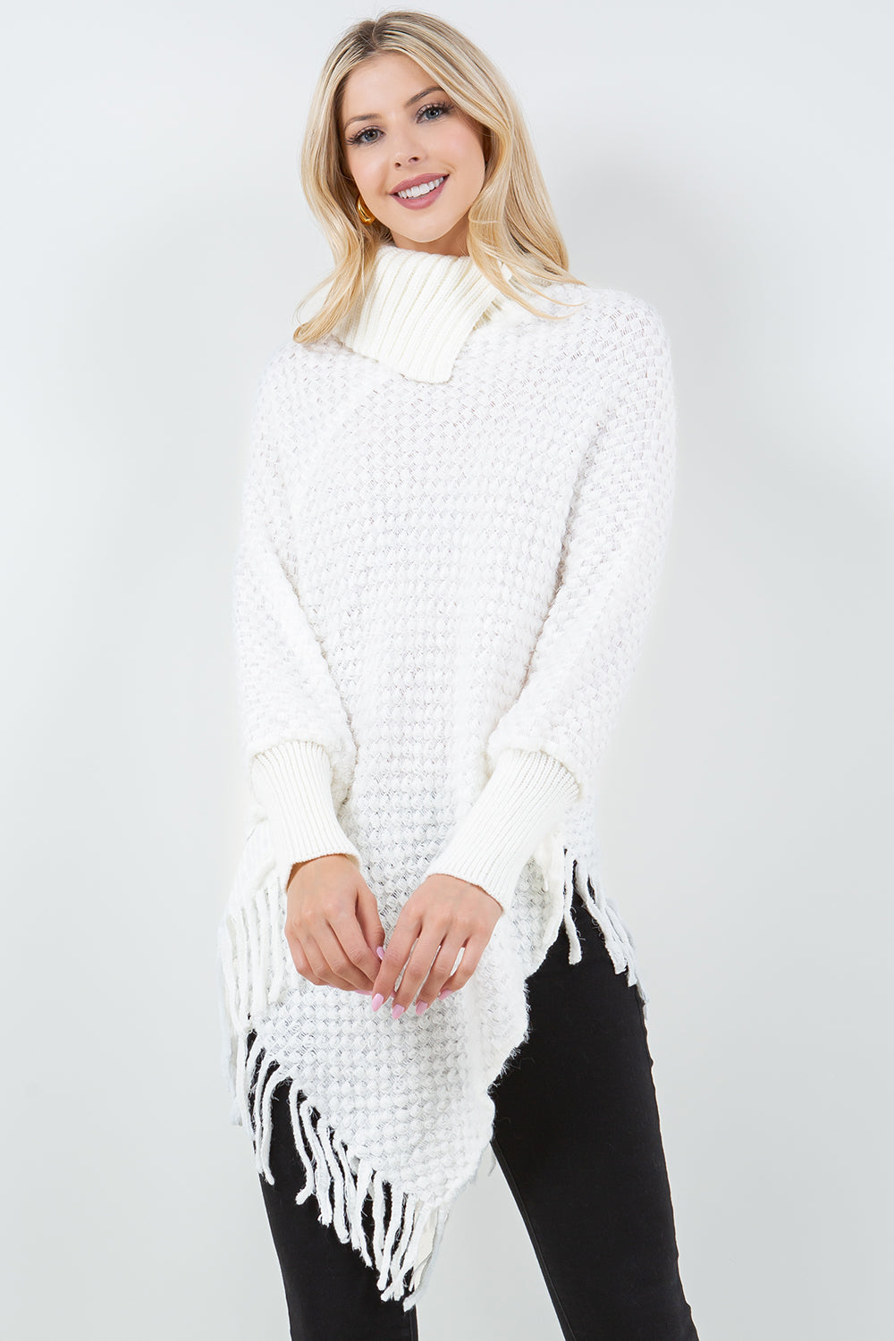 PA-4315 Cowl Neck Poncho with Sleeves