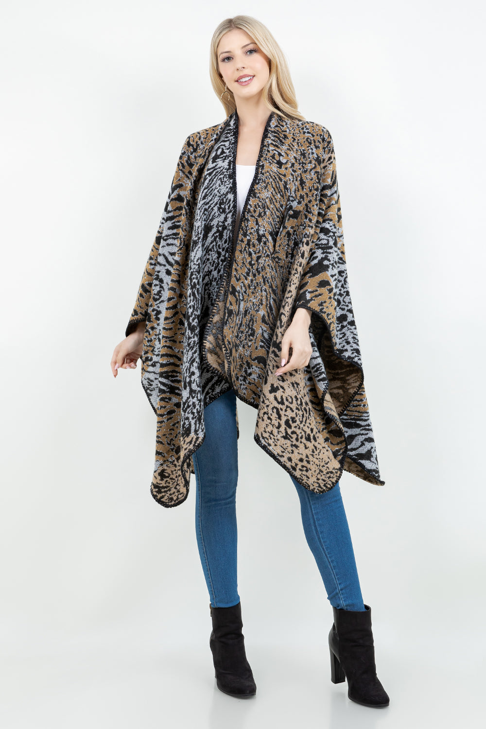 SH-4325 Animal Print Design Shawl w/ Loop