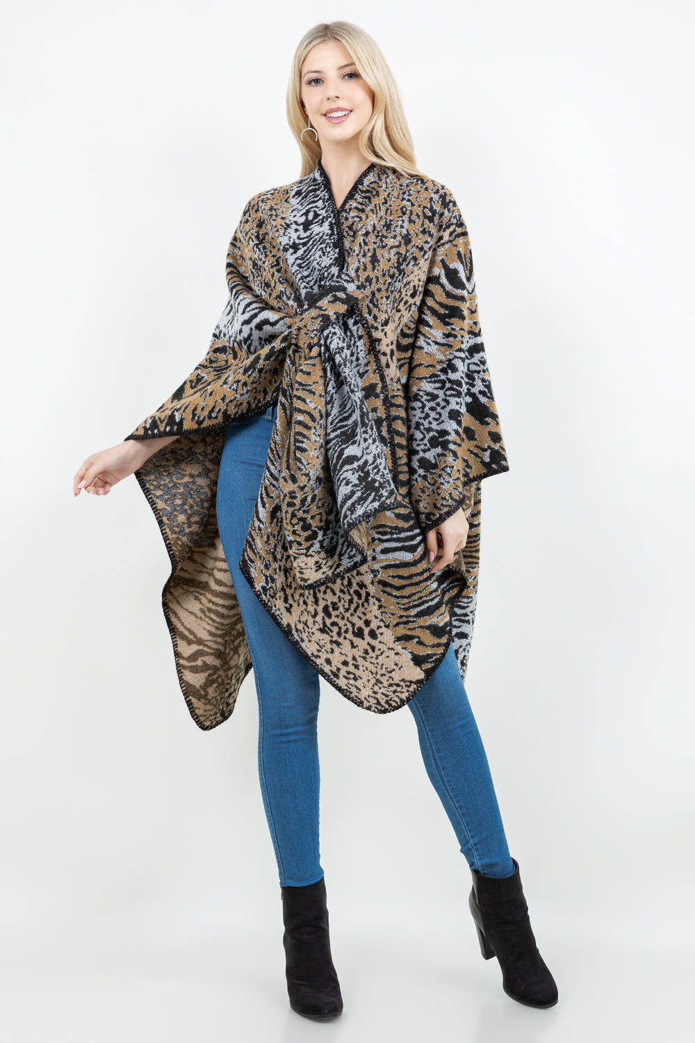 SH-4325 Animal Print Design Shawl w/ Loop