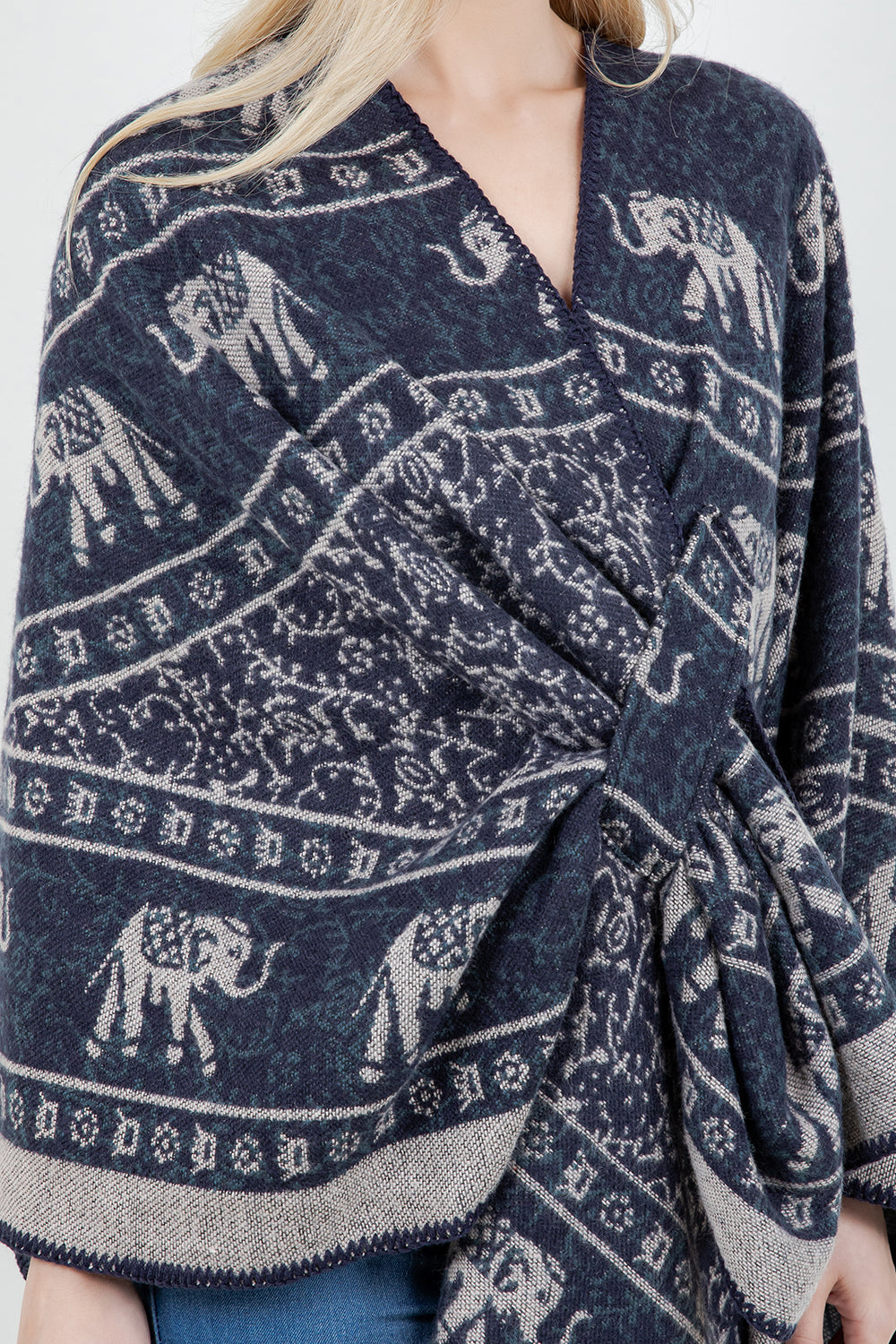SH-4330 Elephant Motif Shawl