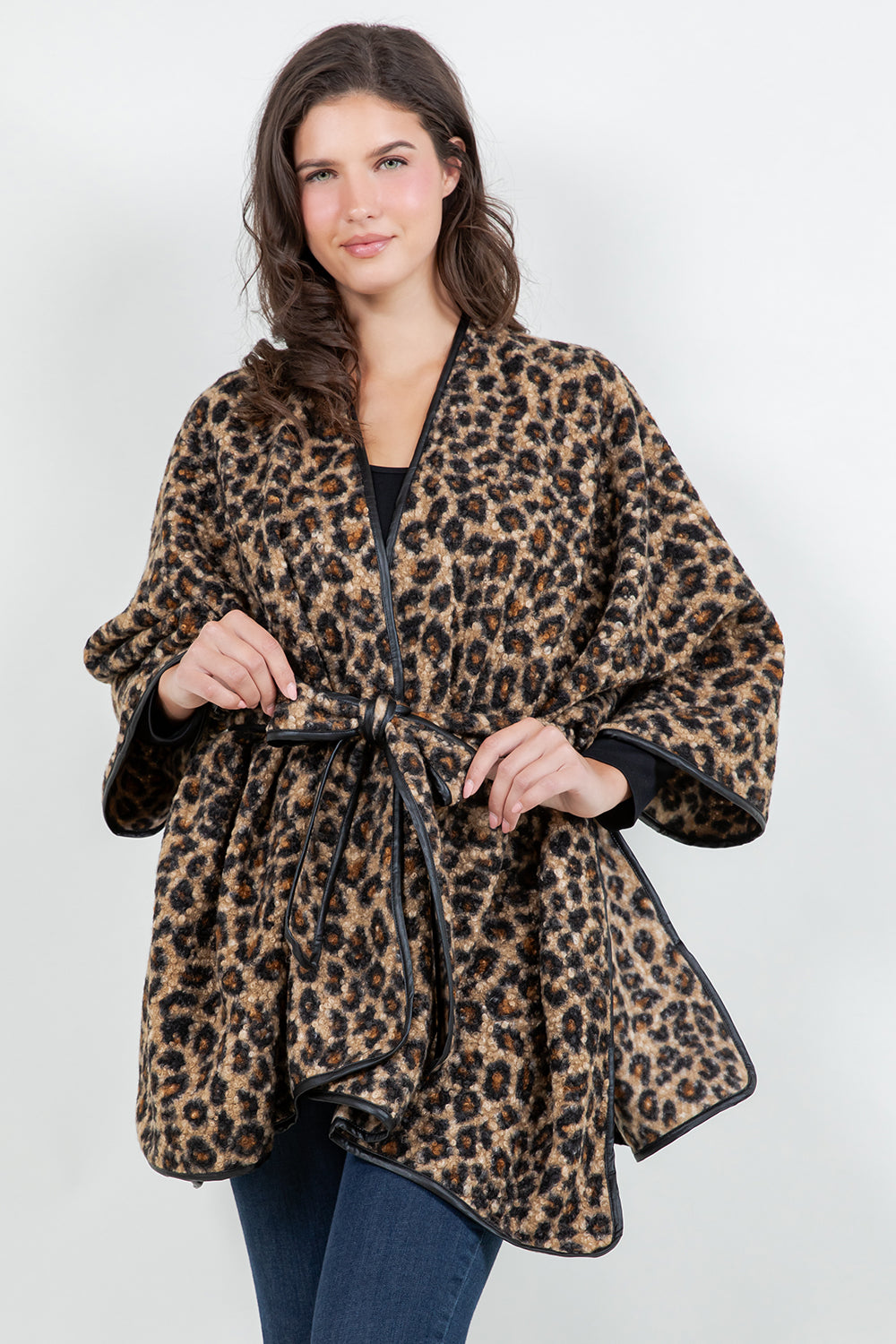 SH-4331 – Leopard Print Wrap with Faux Leather Trim