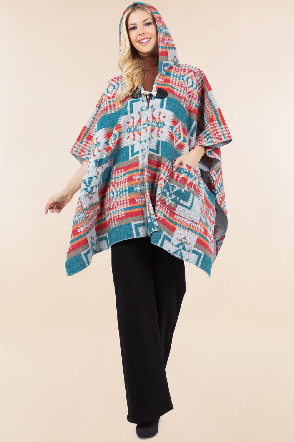KA-4268 SW design kimono with hood