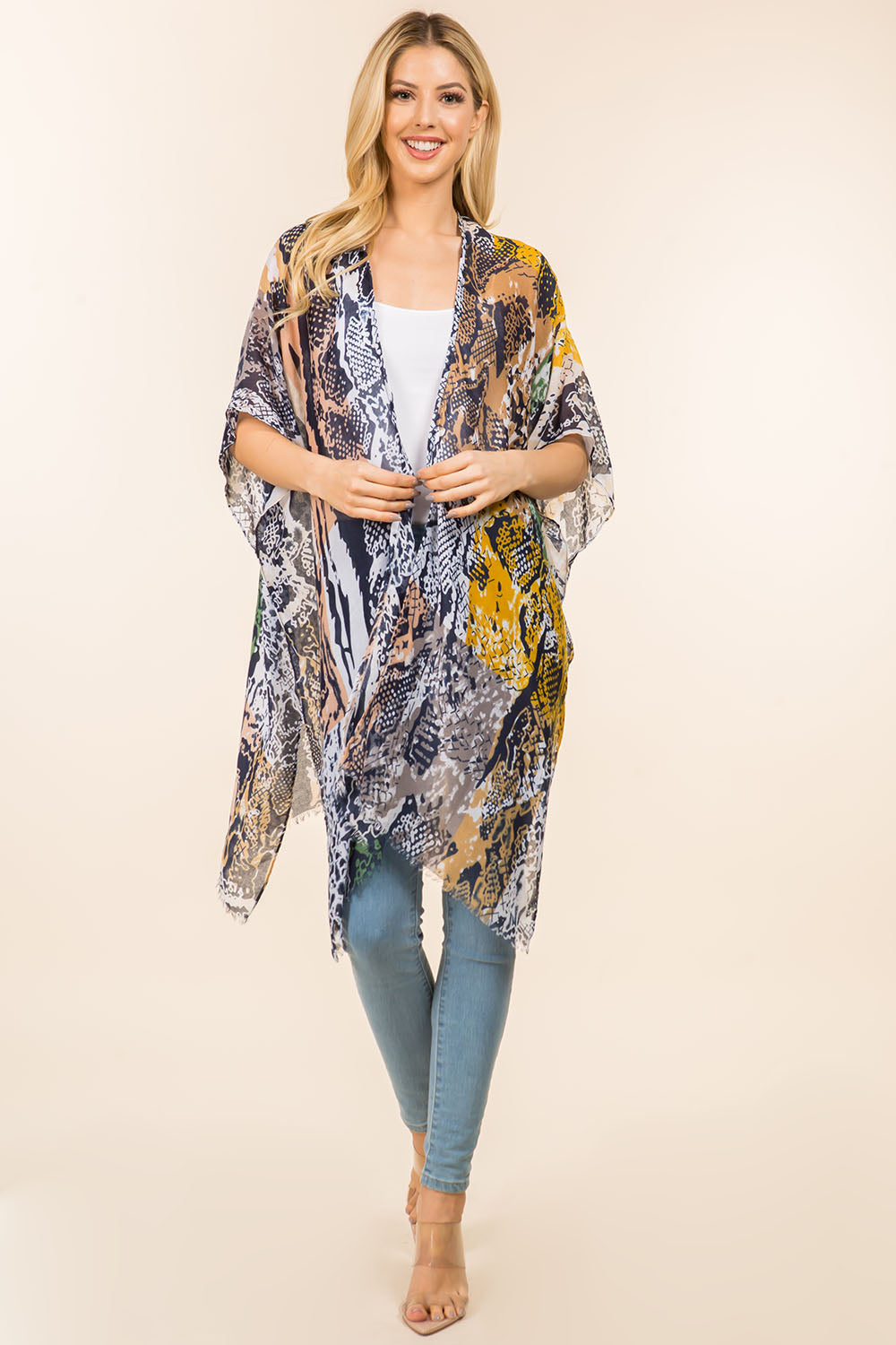 KP-4112 multi color snake design kimono