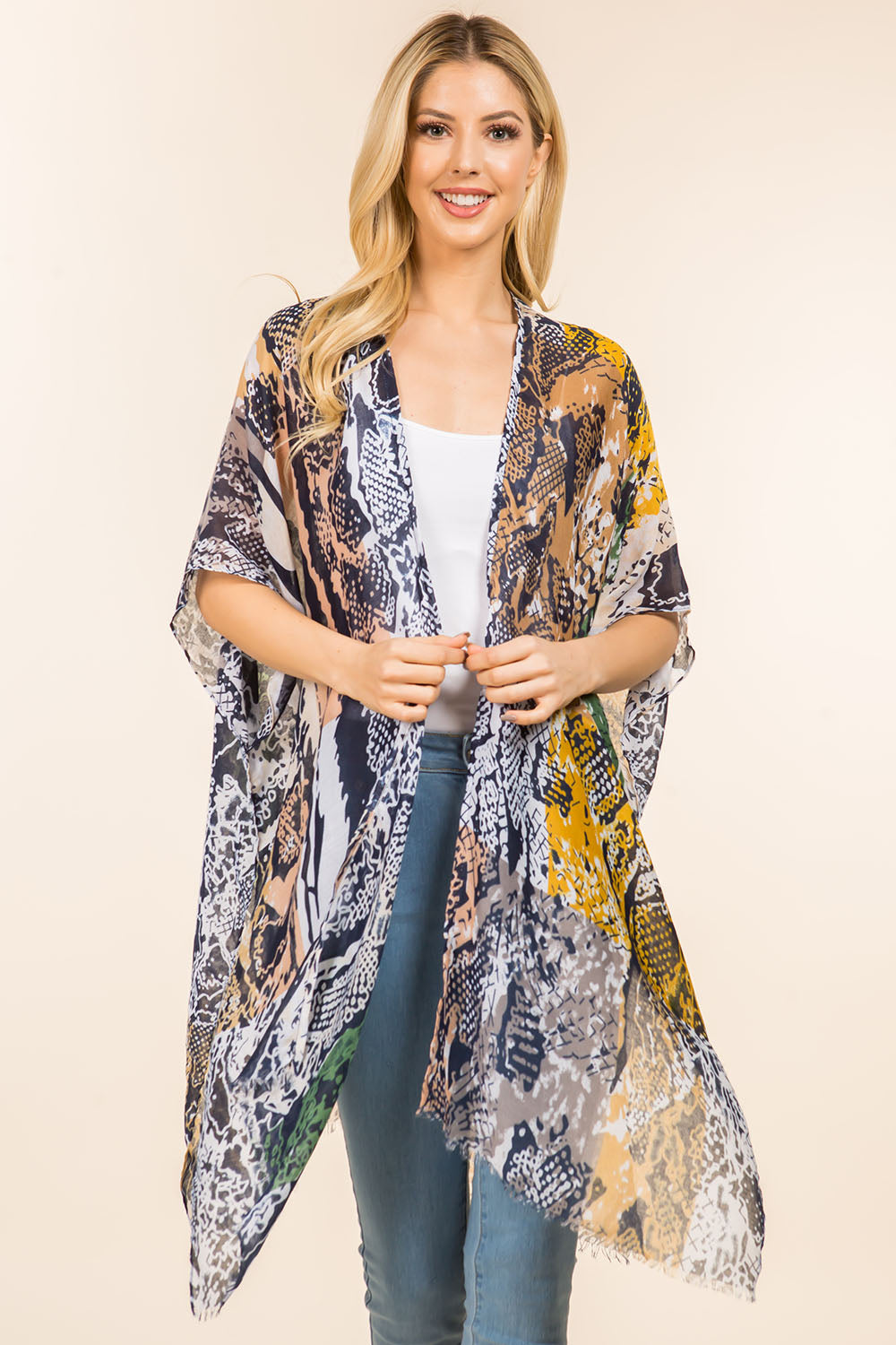 KP-4112 multi color snake design kimono