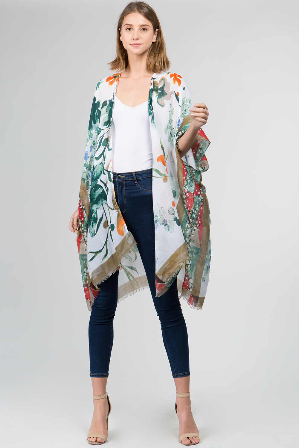 KP-9191 floral border kimono
