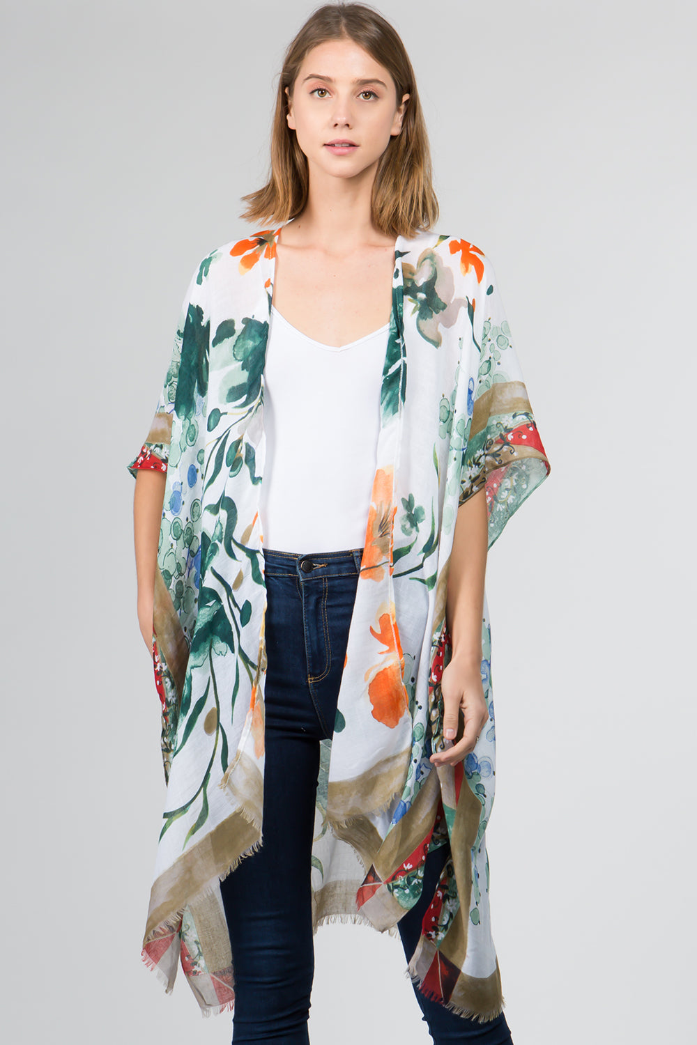 KP-9191 floral border kimono