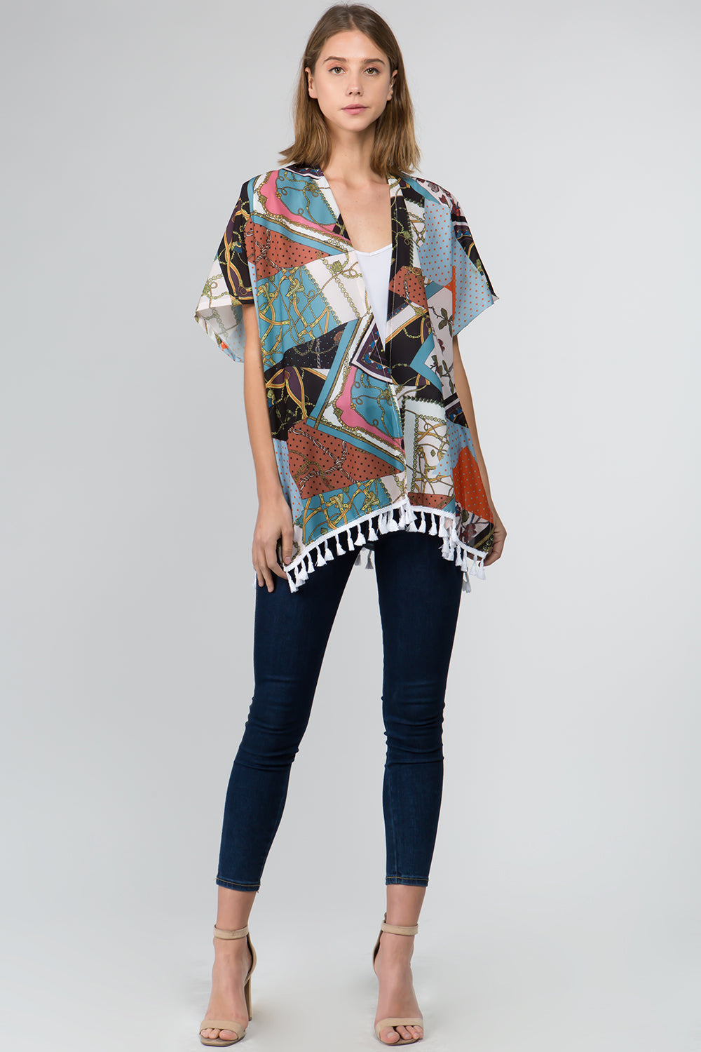 KP-9711 patchwork tassels kimono