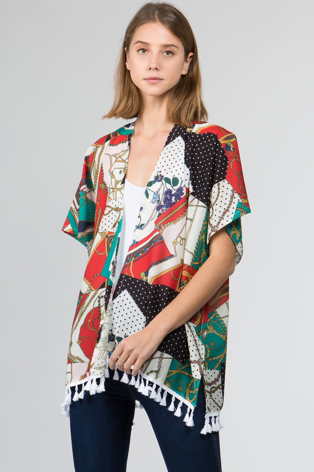 KP-9711 patchwork tassels kimono