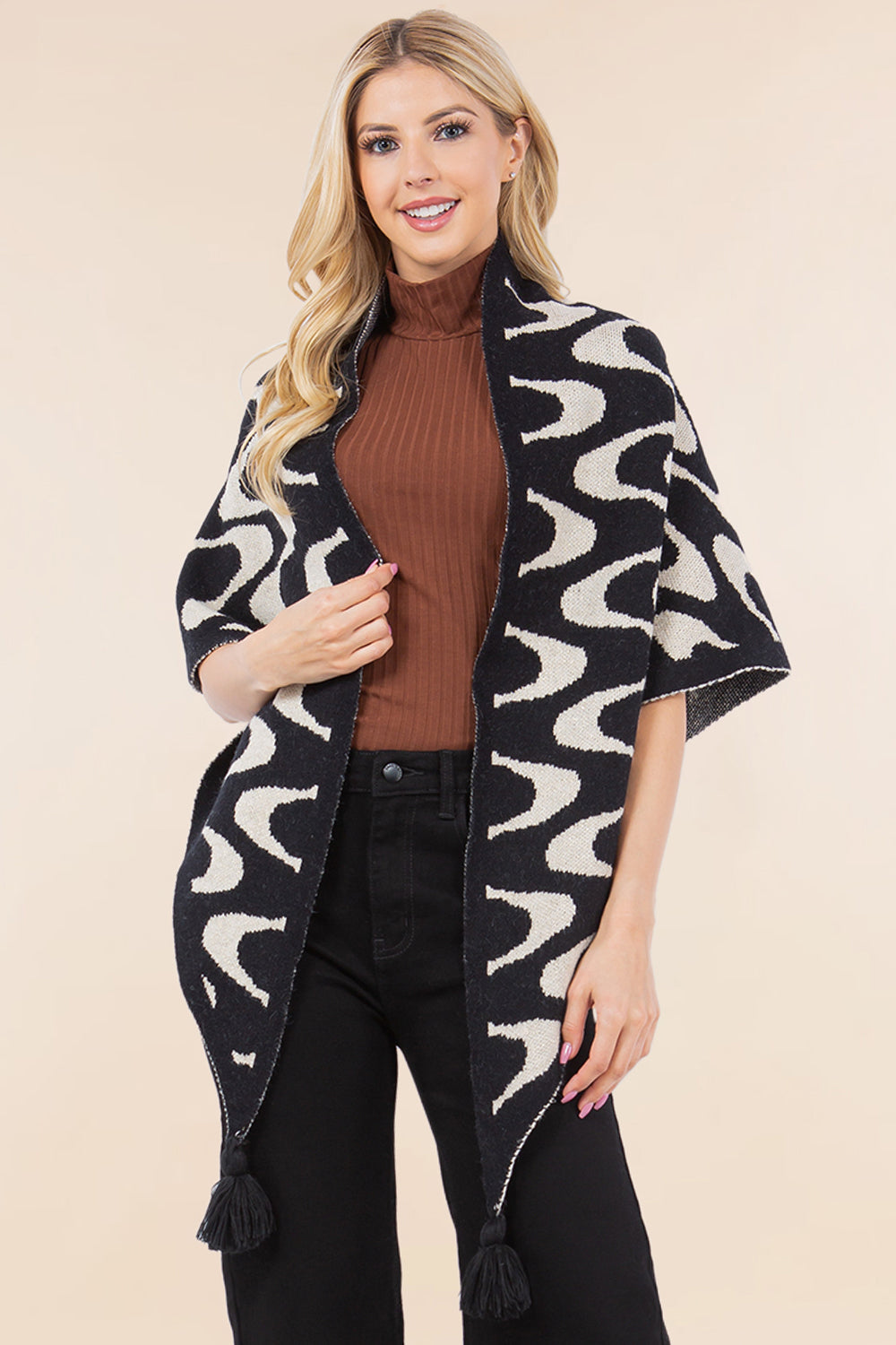 OA-4270 geometric design traingle shawl