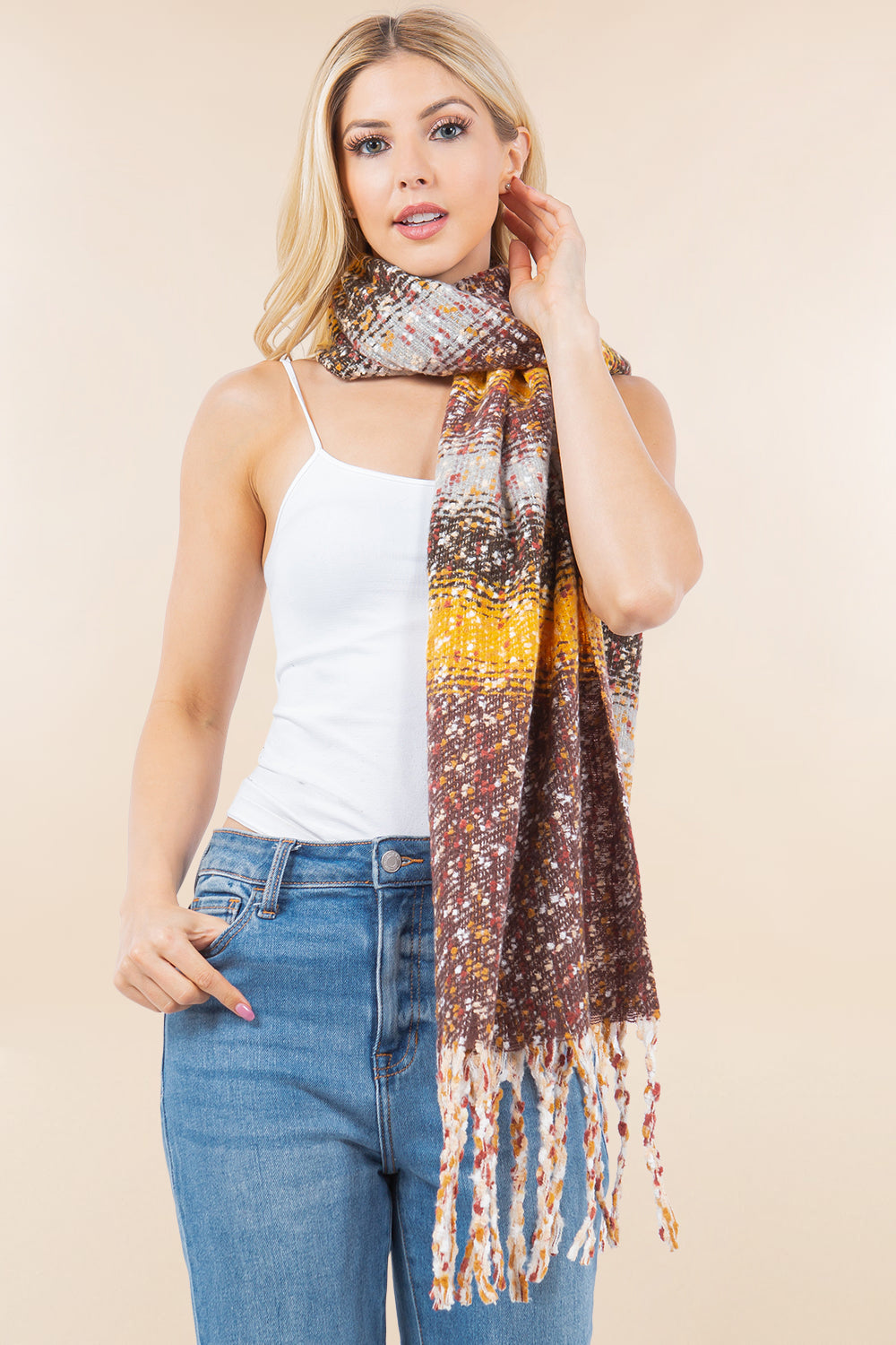 OA-4278 multi color boucle scarf shawl