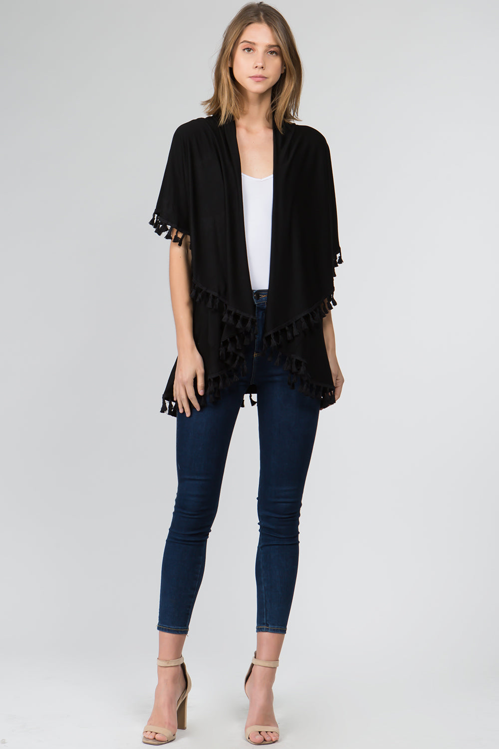 PN-511 solid color jersey vest with tassels