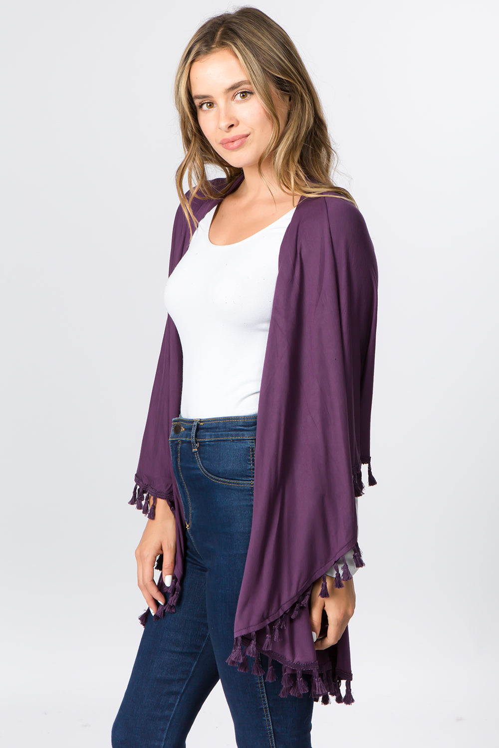 PN-511 solid color jersey vest with tassels