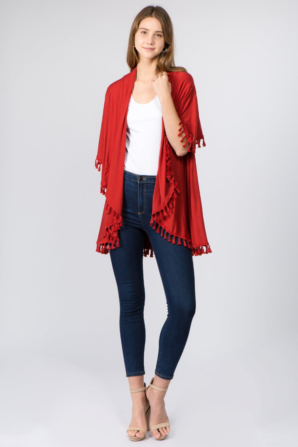 PN-511 solid color jersey vest with tassels