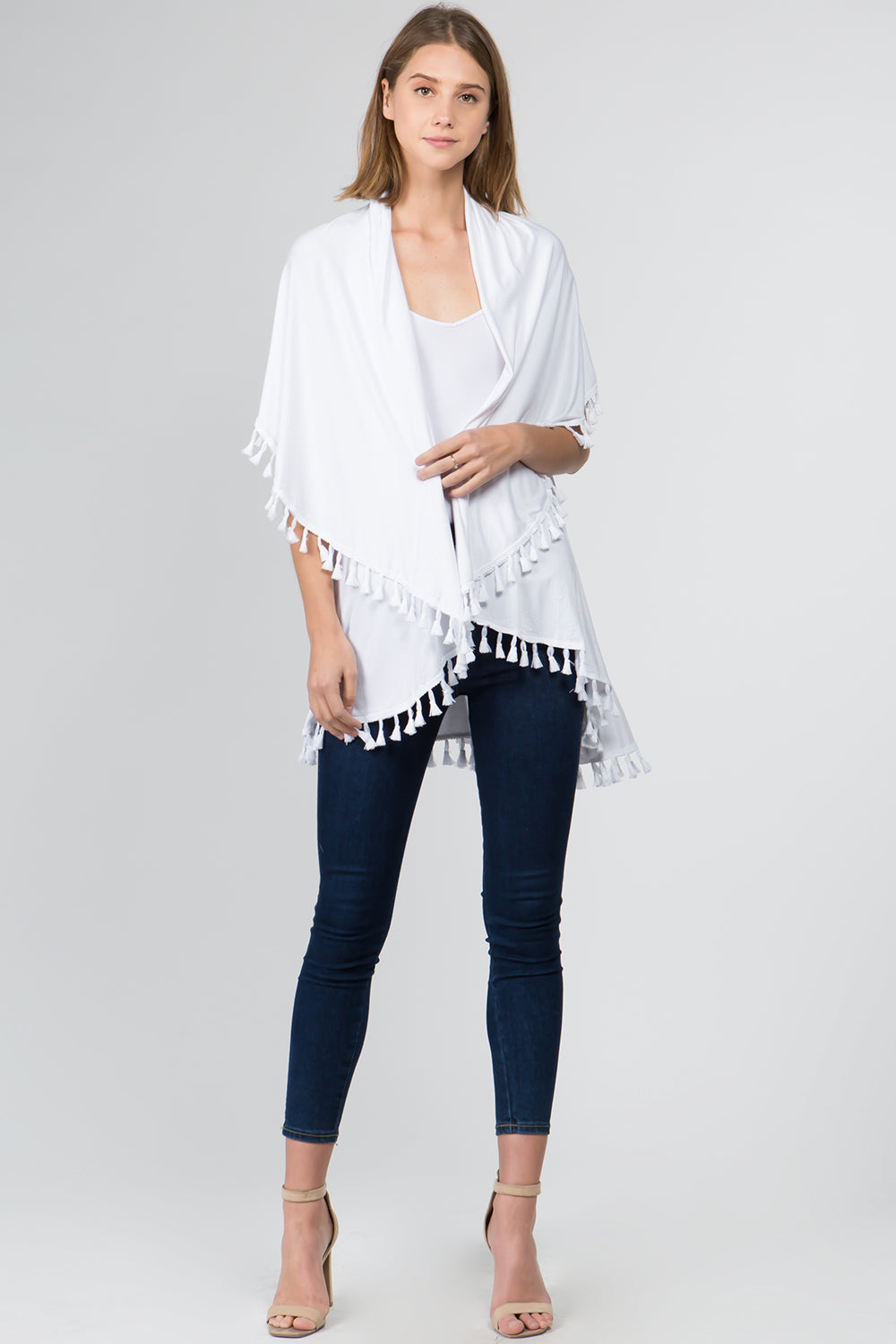 PN-511 solid color jersey vest with tassels