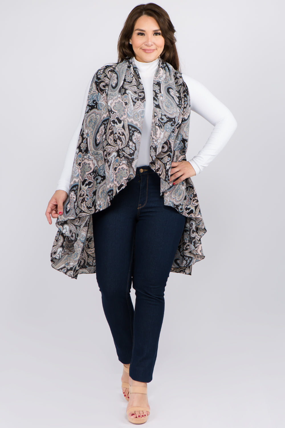 PN-90B9P paisley design vest plus size