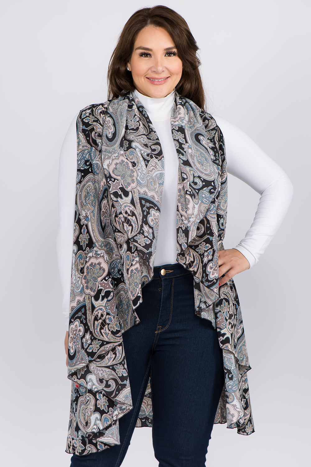 PN-90B9P paisley design vest plus size
