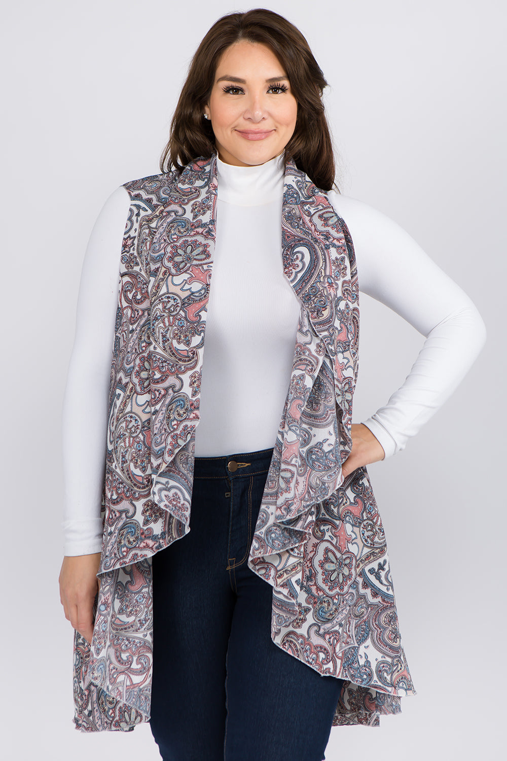 PN-90B9P paisley design vest plus size