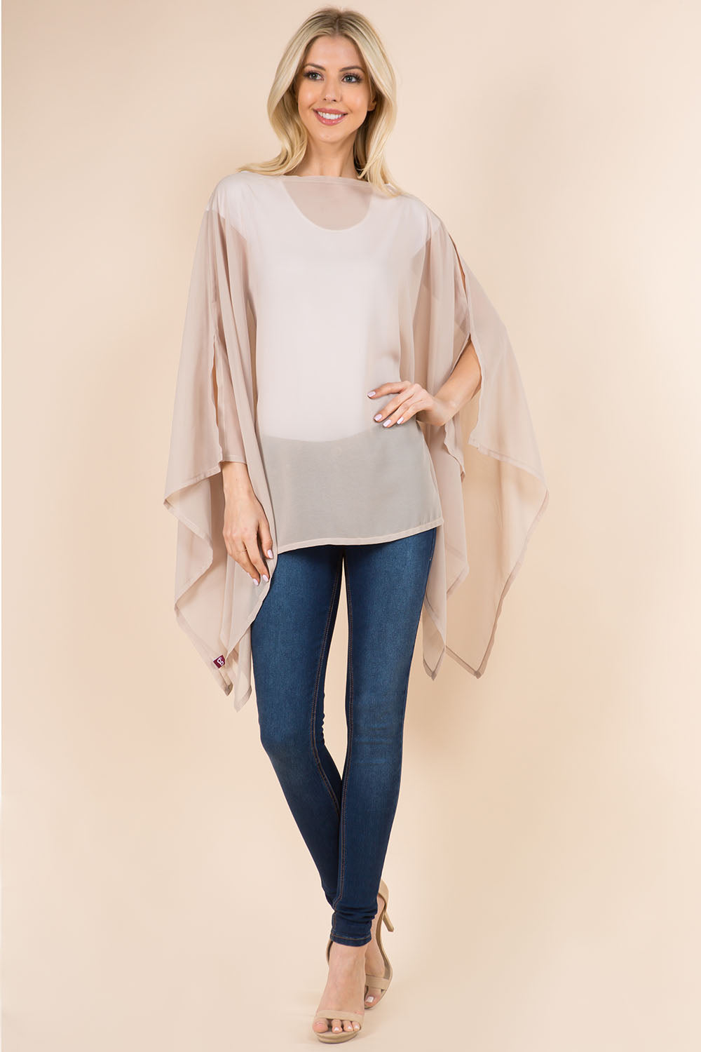 PP-3116 solid chiffon poncho