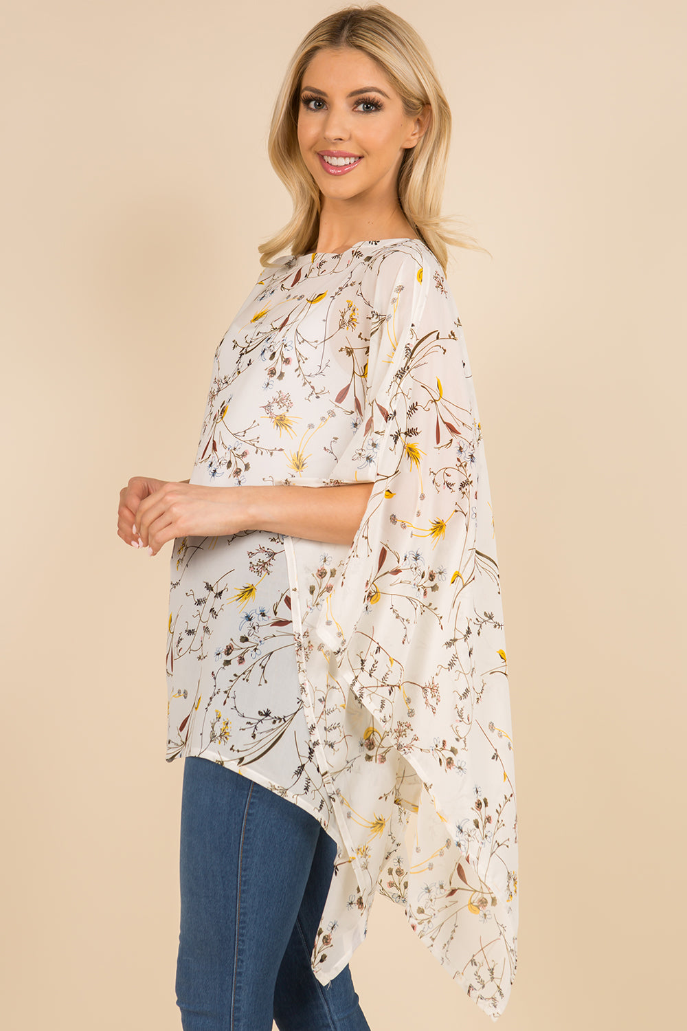 PP-3118 garden floral poncho