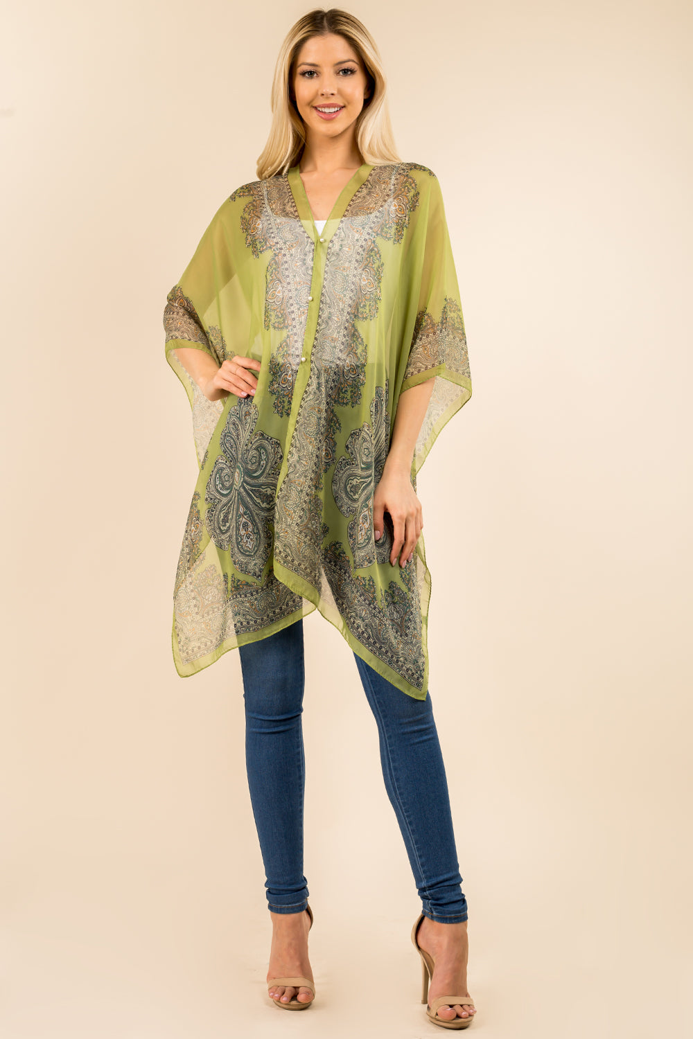 PP-3361 paisley design multi way poncho