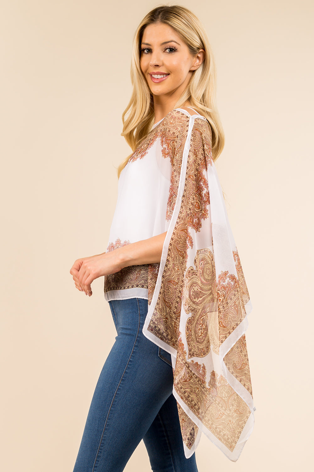 PP-3361 paisley design multi way poncho