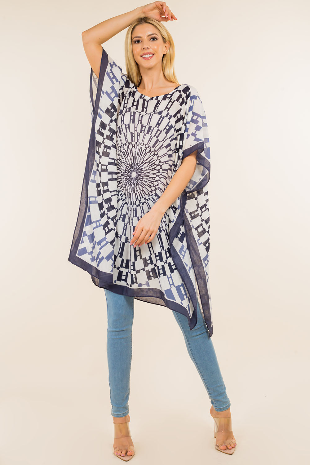 PP-4124 geometric design with border poncho