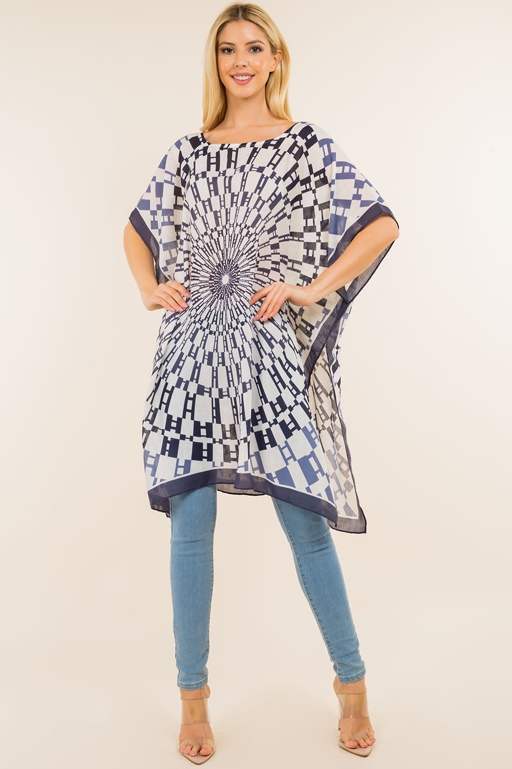 PP-4124 geometric design with border poncho
