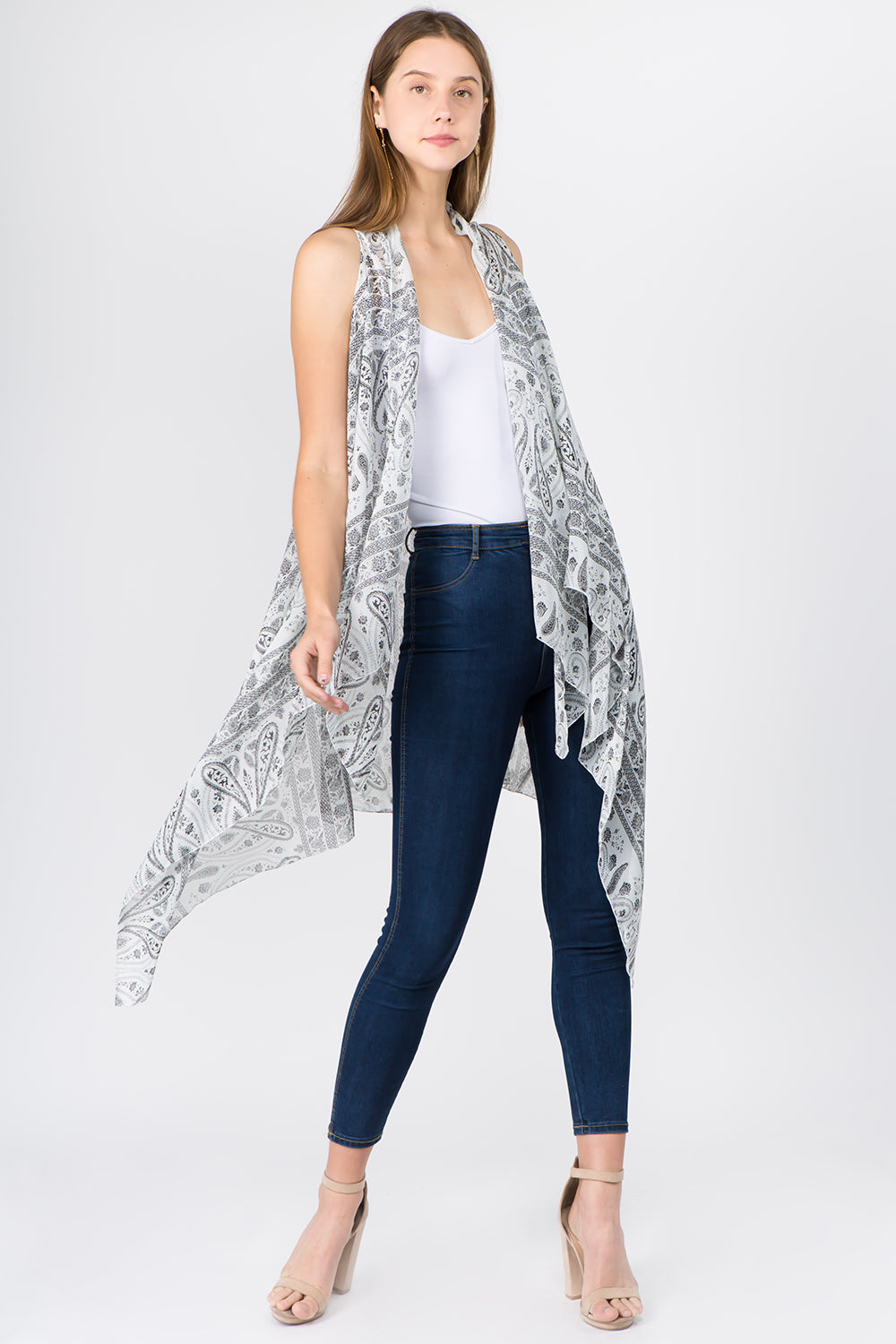 SN-1C23 chiffon paisley design vest