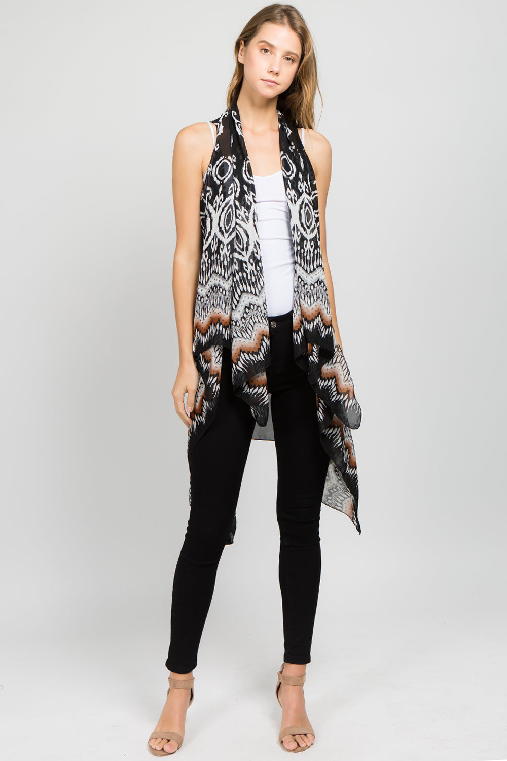 SN-35 abstract ikat design vest