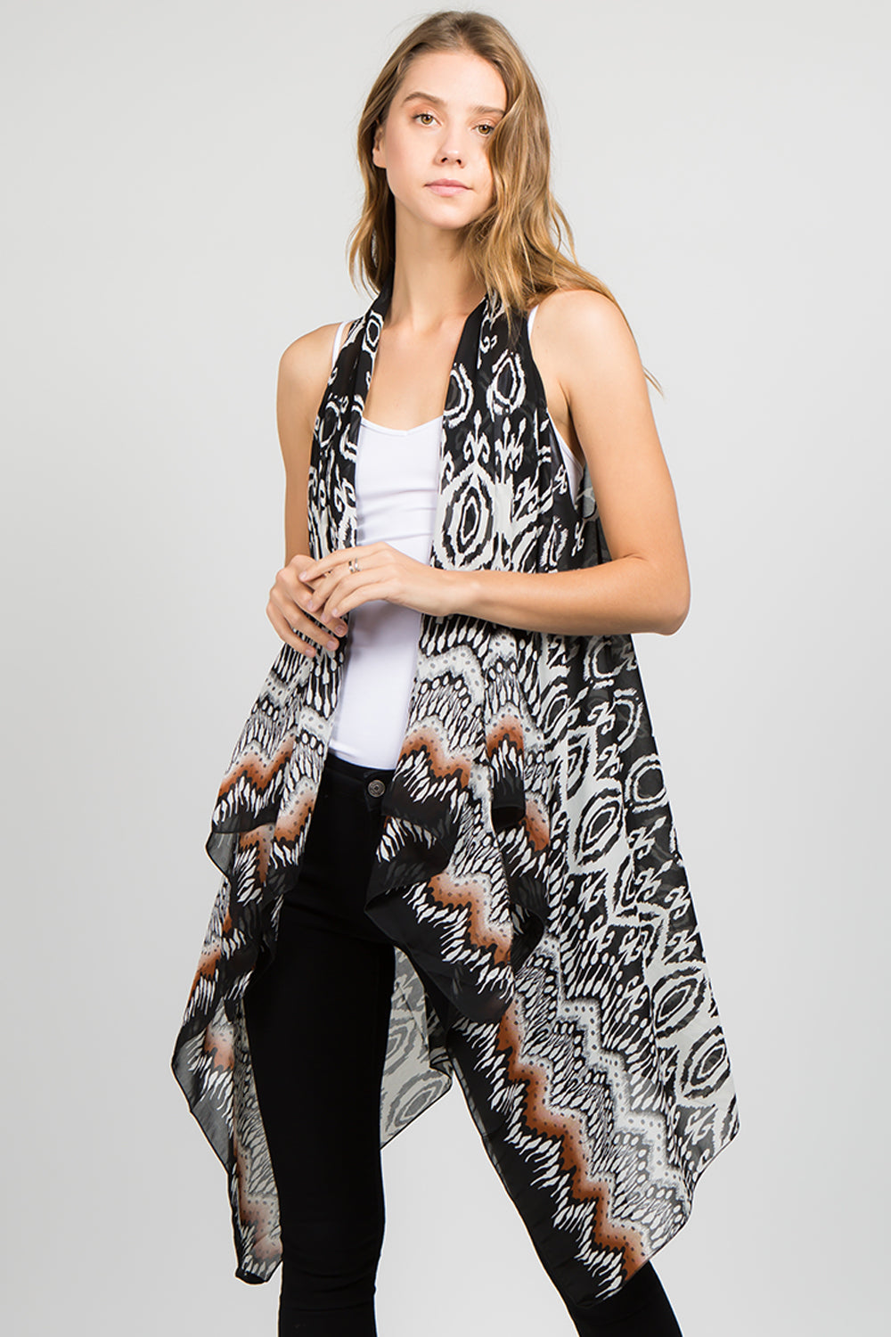 SN-35 abstract ikat design vest