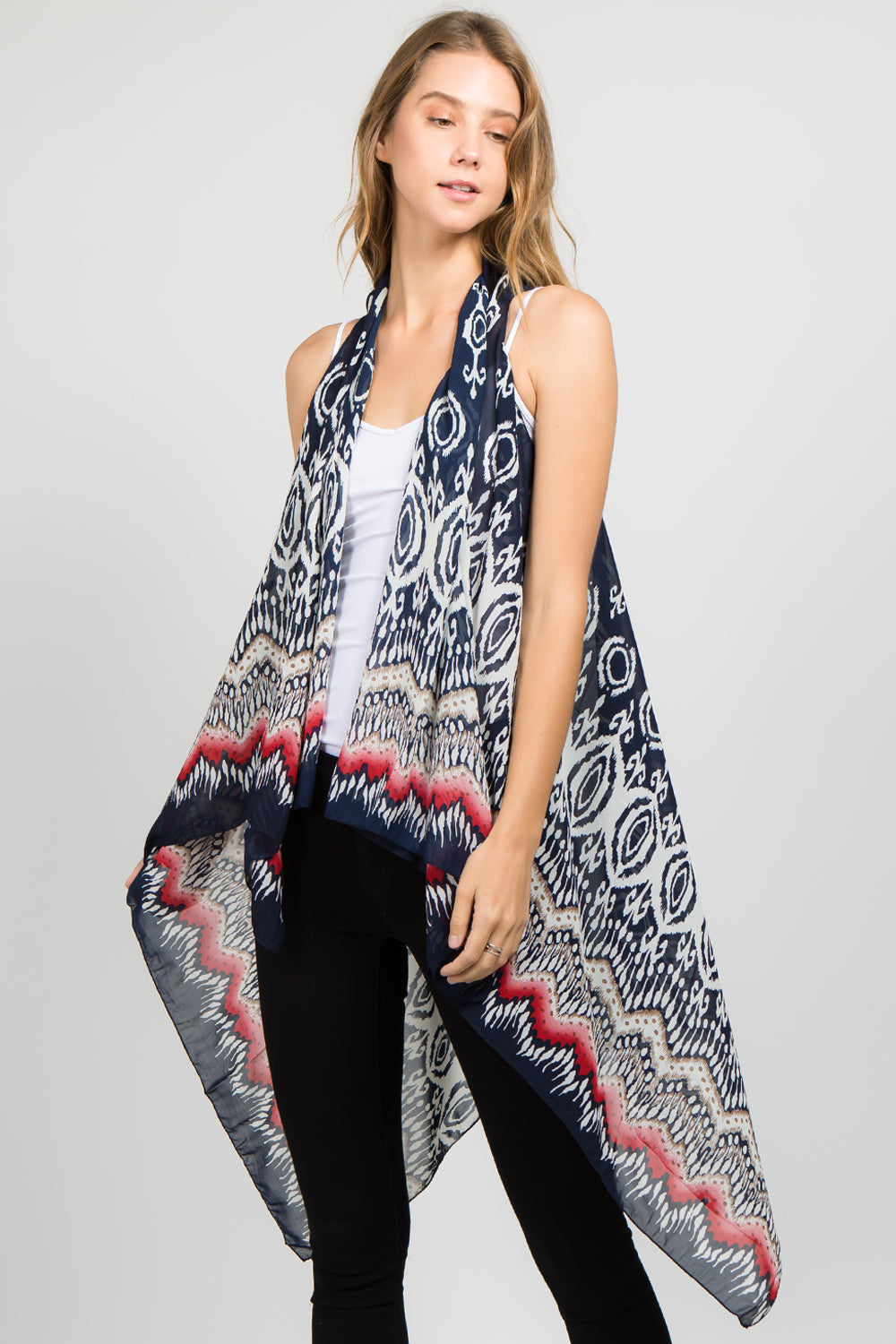 SN-35 abstract ikat design vest